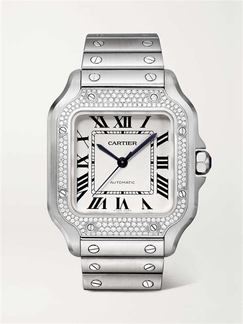 cartier santos mens watch price|cartier santos diamond bezel.